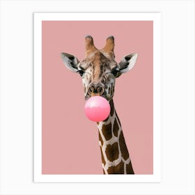 Giraffe Chewing Gum Canvas Print 1 Art Print