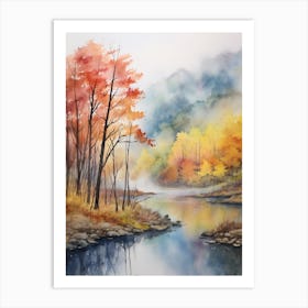 Autumn Forest Landscape Plitvice Lakes National Park Art Print
