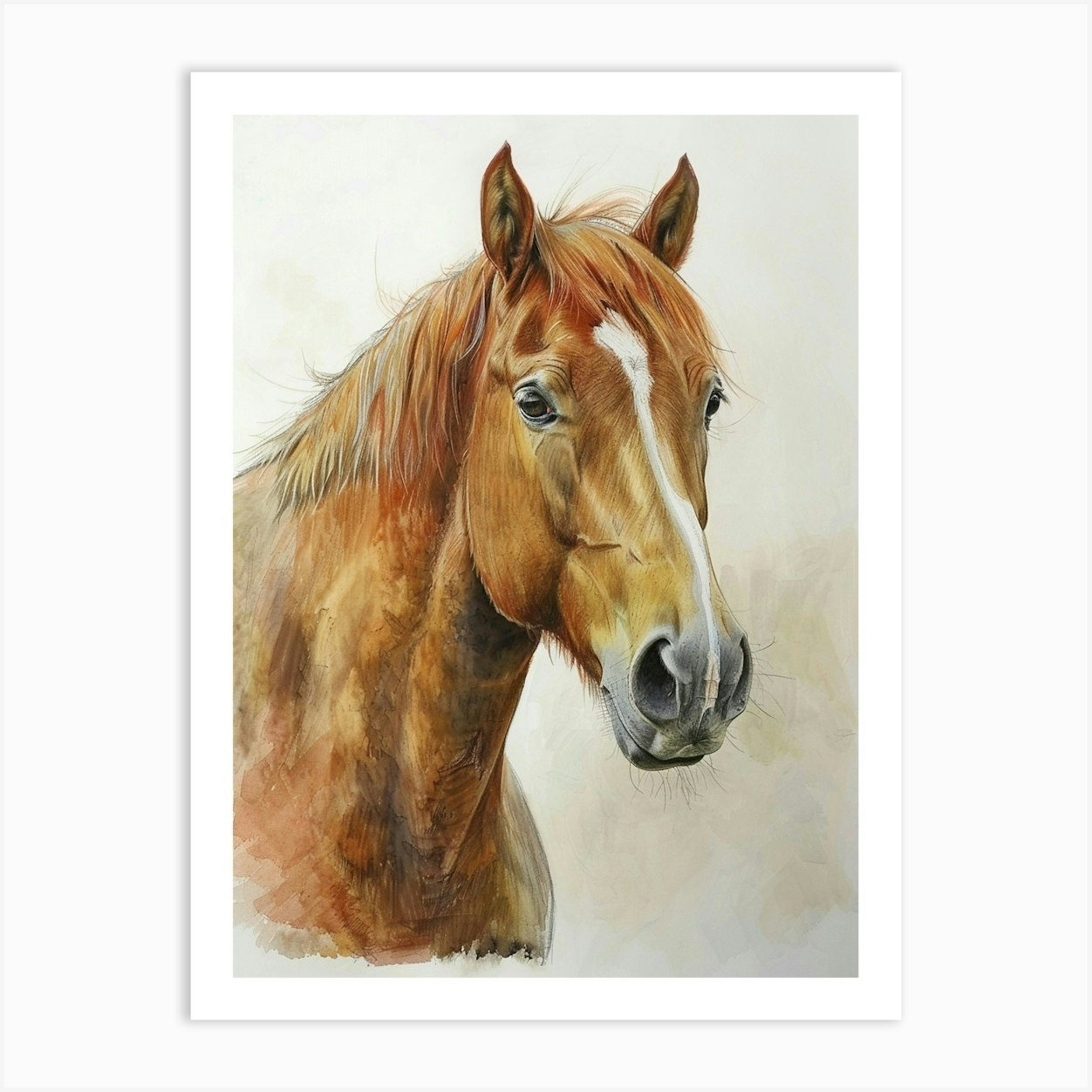 Horse Pastel Watercolour 2 Art Print by Critter Crafts