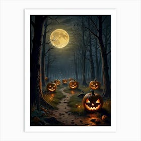 Halloween Pumpkins In The Woods Art Print