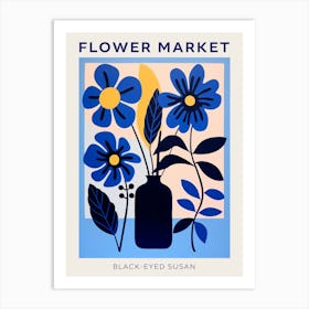 Blue Flower Market Poster Black Eyed Susan 2 Art Print