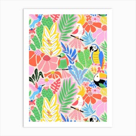 Tropical Birds Pattern Art Print