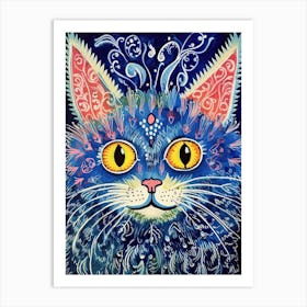 Louis Wain Blue Gothic Kaleidoscope Cat 9 Art Print