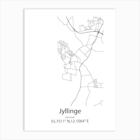 Jyllinge,Denmark Minimalist Map Art Print