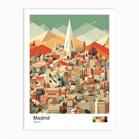 Madrid, Spain, Geometric Illustration 2 Poster Art Print