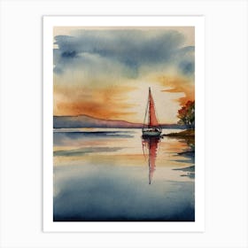 Sailboat At Sunset Art Print