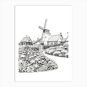 Windmill In The Garden 3 Art Print