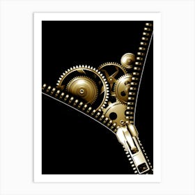 Gold Gears In A Zipper Poster