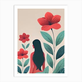 Woman With Flowers 1 Art Print