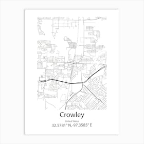 Crowley,United States Minimalist Map Art Print