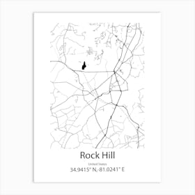 Rock Hill,United States Minimalist Map Art Print