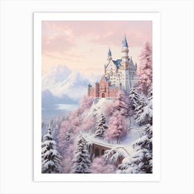 Dreamy Winter Painting Schloss Neuschwanstein Germany Art Print