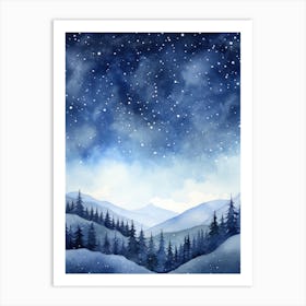 Winter Landscape Watercolor Painting 6 Art Print