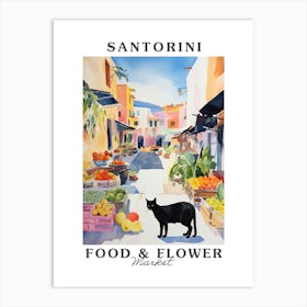 Food Market With Cats In Santorini 2 Poster Art Print