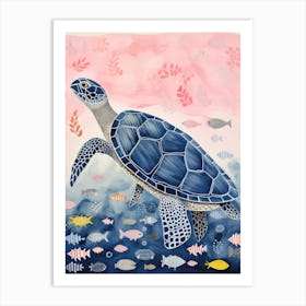 Playful Illustration Of Sea Turtle For Kids Room 2 Art Print