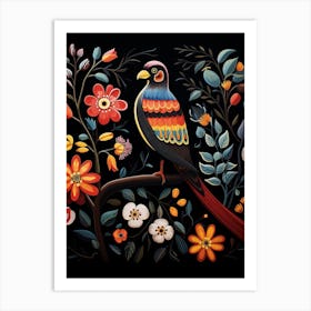 Folk Bird Illustration Eurasian Sparrowhawk 2 Art Print