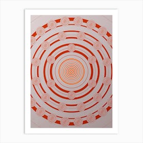 Geometric Abstract Glyph Circle Array in Tomato Red n.0087 Art Print