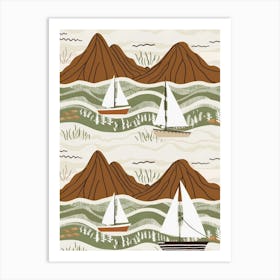 Sailboats In The Sea 6 Art Print