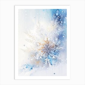 Winter, Snowflakes, Storybook Watercolours 2 Art Print