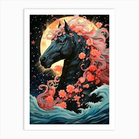 Horse In The Moonlight 2 Art Print