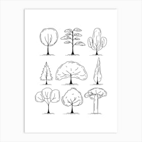 Tree Set Vector Illustration Art Print