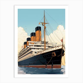Titanic Ship Sketch Illustration 4 Art Print