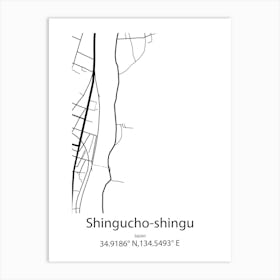 Shingucho Shingu,Japan Minimalist Map Art Print