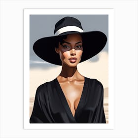 Illustration of an African American woman at the beach 76 Art Print