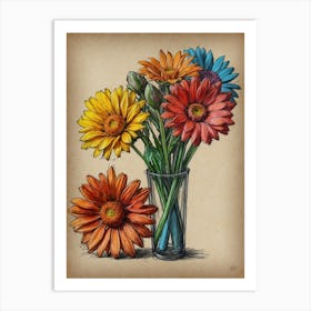 Gerberas In Vase Art Print