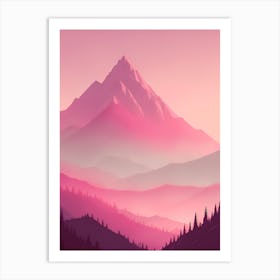 Misty Mountains Vertical Background In Pink Tone 63 Art Print