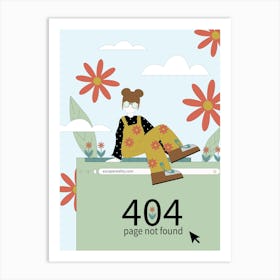 404 Page Not Found Error Failure Stress Mistake Art Print