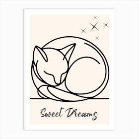 Sleeping Cat Line Art Art Print