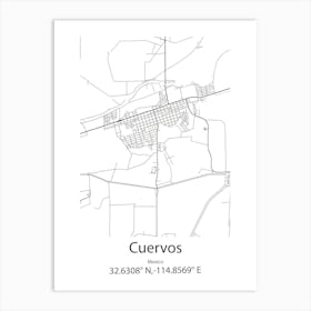 Cuervos,Mexico Minimalist Map Art Print