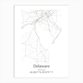 Delaware,United States Minimalist Map Art Print