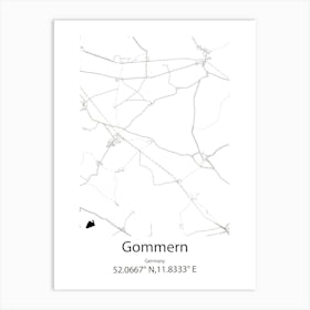 Gommern,Germany Minimalist Map Art Print