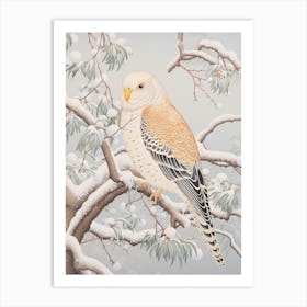 Winter Bird Painting Budgerigar 4 Art Print