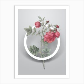 Vintage Turnip Roses Minimalist Botanical Geometric Circle on Soft Gray n.0249 Art Print