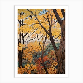 Black Locust 1 Vintage Autumn Tree Print  Art Print
