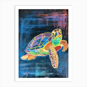 Sea Turtle Crayon Ocean Doodle 3 Art Print