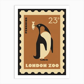 London Zoo Stamp Penguin Kids Art Print Art Print