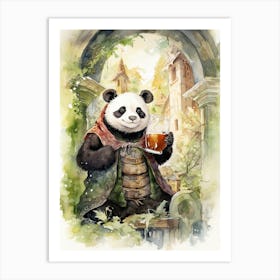 Panda Art Brewing Watercolour 1 Art Print