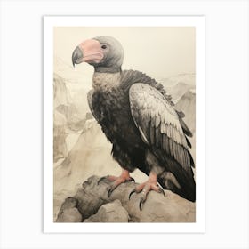 Vintage Bird Drawing California Condor 3 Art Print