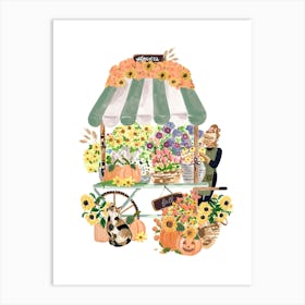 Fall Flower Cart Art Print