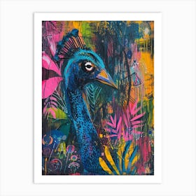 Abstract Peacock Loose Brushstrokes Art Print