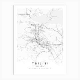 Tbilisi Georgia White Map Poster