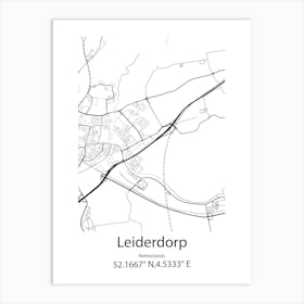 Leiderdorp,Netherlands Minimalist Map Art Print