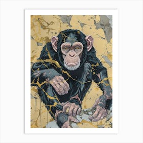 Chimpanzee Precisionist Illustration 2 Art Print