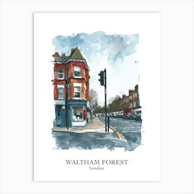 Waltham Forest London Borough   Street Watercolour 4 Poster Art Print