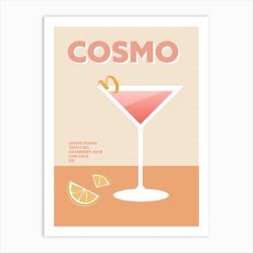 Cosmo Cocktail Pink Orange Colourful Wall Art Print