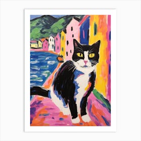 Painting Of A Cat In Lake Como Italy 2 Art Print